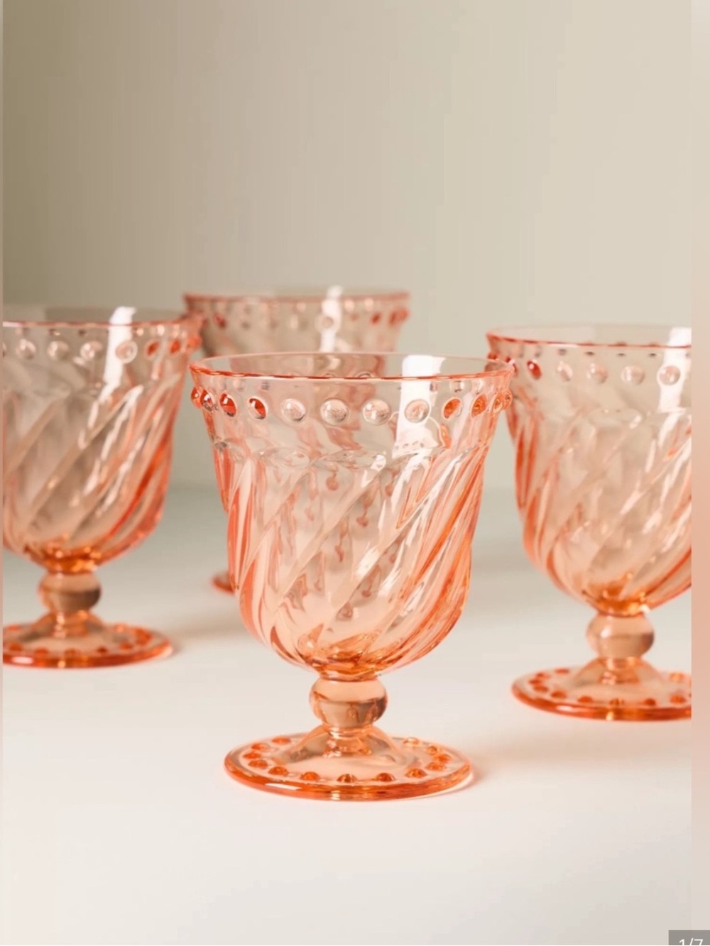Anthropologie Acrylic Goblet Glasses Esther Wine New Set of 4 Peach Orange NWT